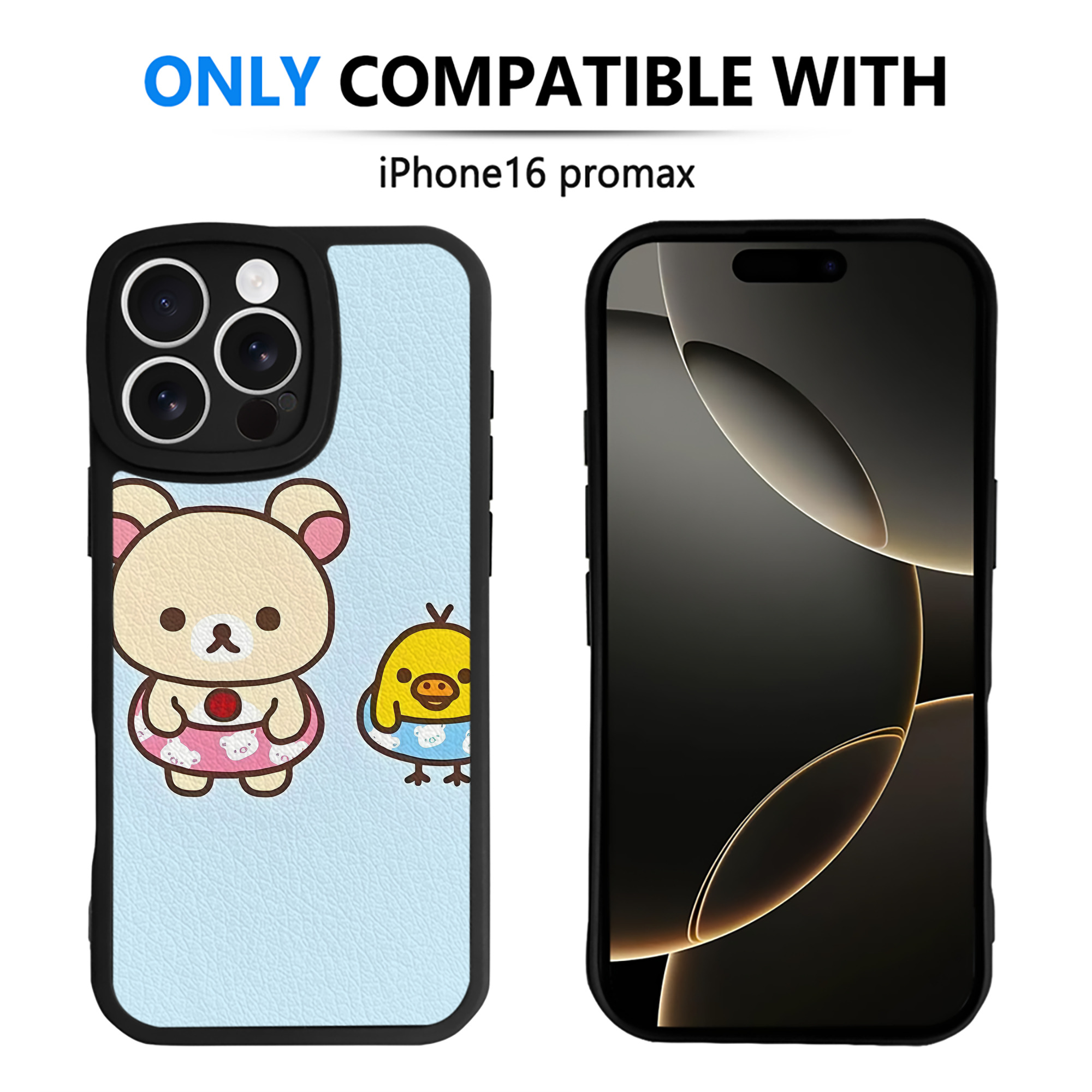 （画像用） リラックマ リラックマ キイロイトリ Rilakkuma Korilakkuma Kiiroitori 【iPhone 16シリーズ対応】シリコンスマホケース（レザー調） 材質：シリコン